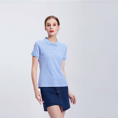 浅灰色女士时尚短袖POLO衫定制