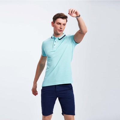 浅蓝色男士工作服企业POLO衫定制