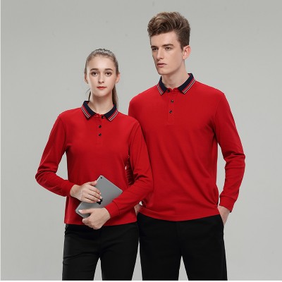 大红长袖T恤衫定制