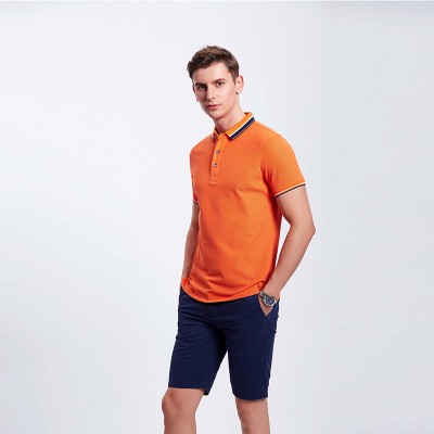 橘色男士工作服企业POLO衫定制