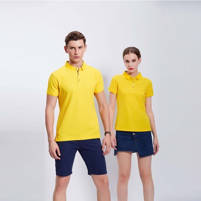 蛋黄色团体企业工作服Polo衫定制