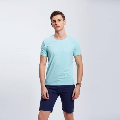 彩棉浅绿男士工作服企业T恤衫定制