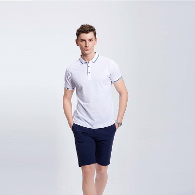 白色男士工作服企业团体POLO衫定制
