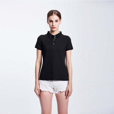 黑色女士团体工作服企业公司Polo衫定制