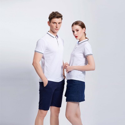 白色团体企业工作服Polo衫定制