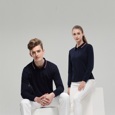 藏蓝长袖T恤衫定制