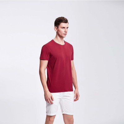 深红色男士短袖时尚T血衫定制