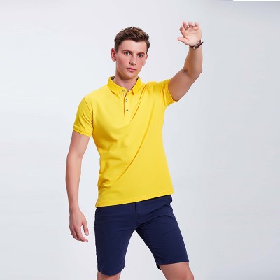 蛋黄色男士工作服团体企业POLO衫定制