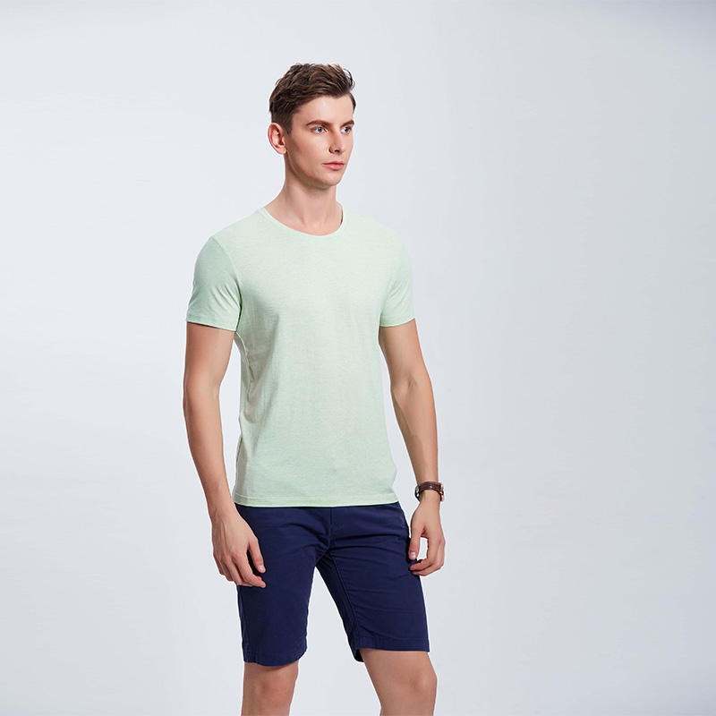 彩棉浅果绿工作服企业时尚T恤定制