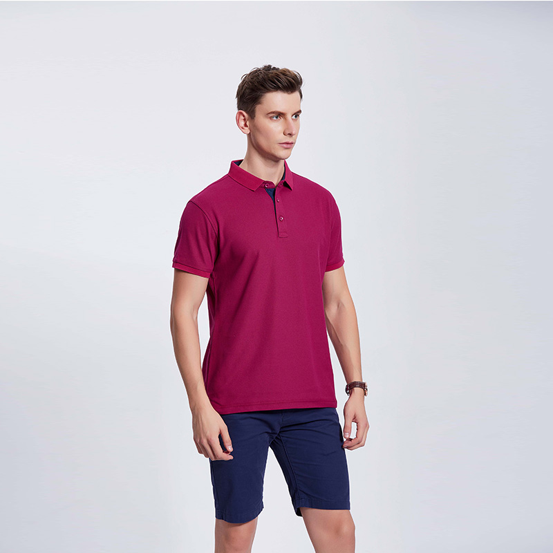 酒红色企业工作服POLO衫定制