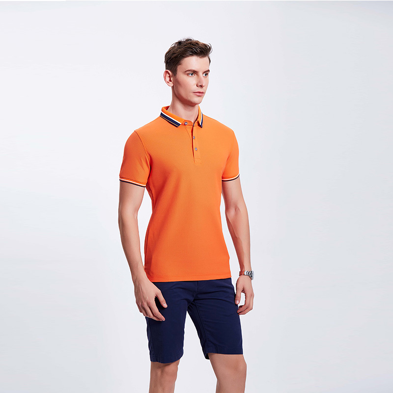 橘色男士工作服企业POLO衫定制