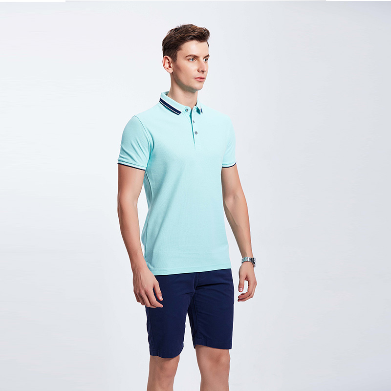 浅蓝色男士工作服企业POLO衫定制