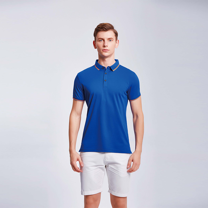 宝蓝色男士企业工作服POLO衫定制