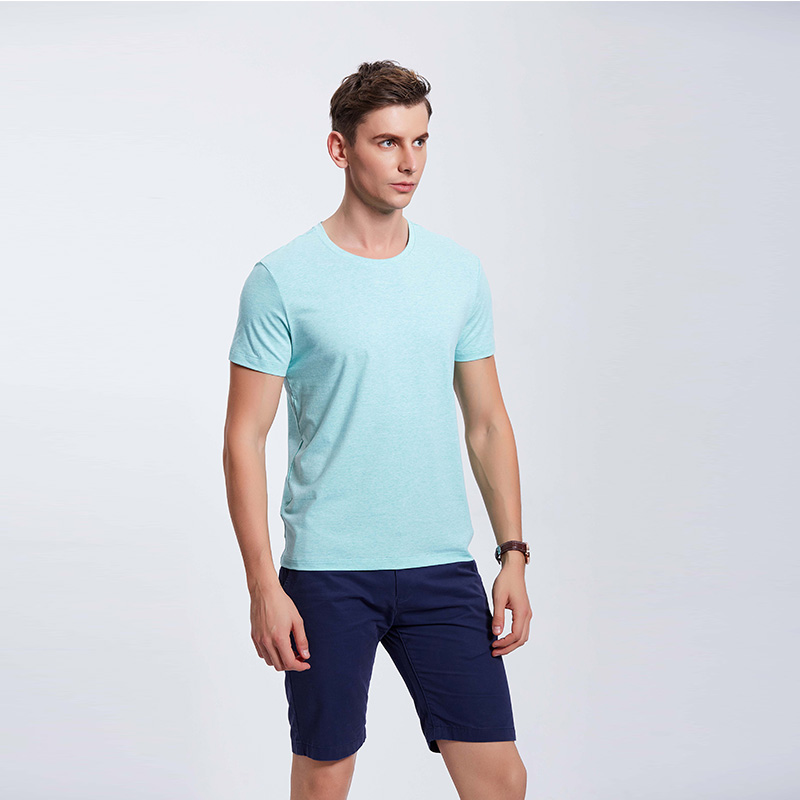 彩棉浅绿男士工作服企业T恤衫定制