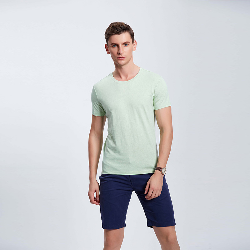 彩棉浅果绿工作服企业时尚T恤定制
