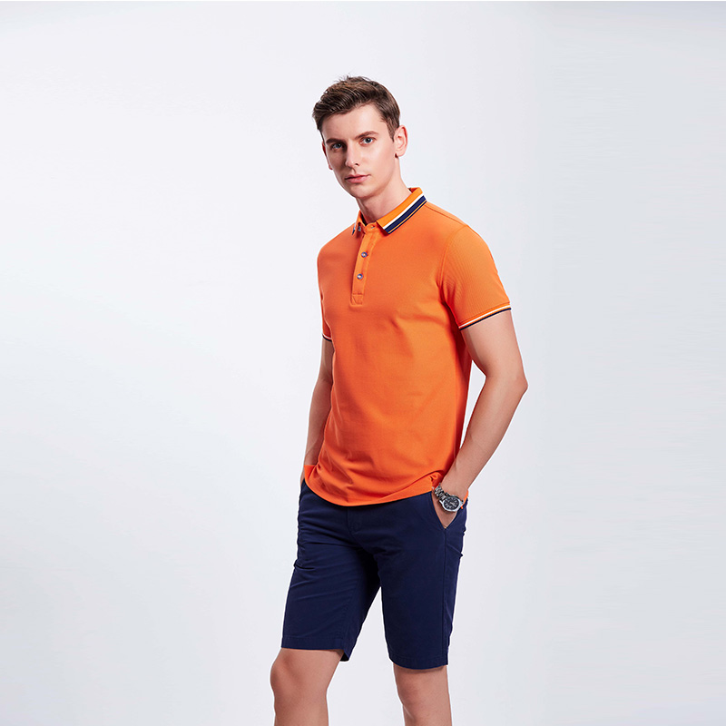 橘色男士工作服企业POLO衫定制