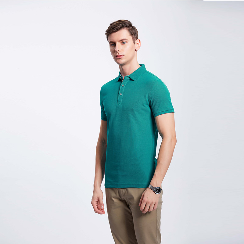 蓝绿色企业工作POLO衫定制