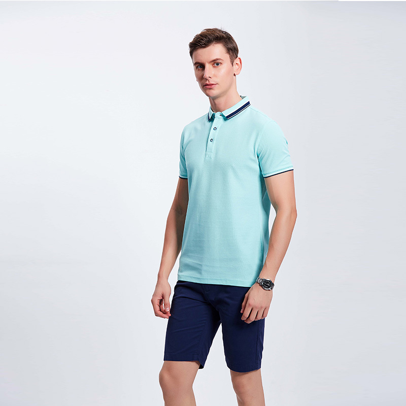 浅蓝色男士工作服企业POLO衫定制
