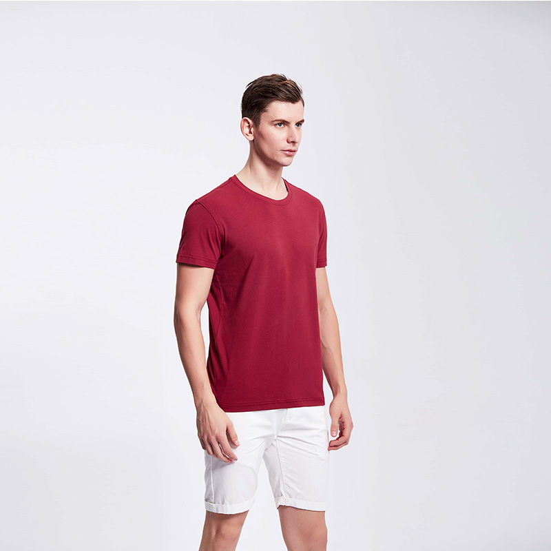 深红色男士短袖时尚T血衫定制