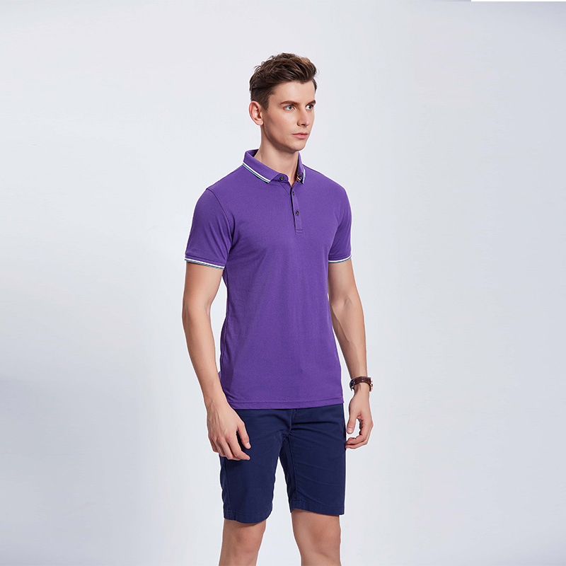 紫色男士团体企业POLO衫定制