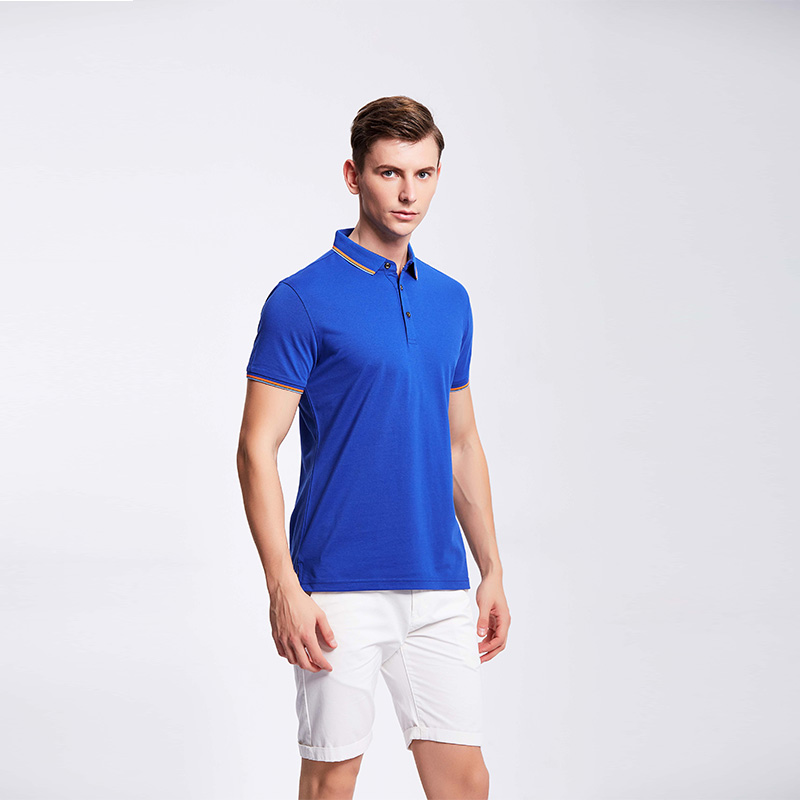 宝蓝色男士企业工作服POLO衫定制