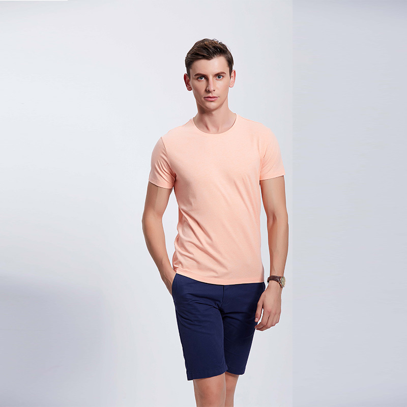 彩棉浅桔男士企业工作服T恤定制