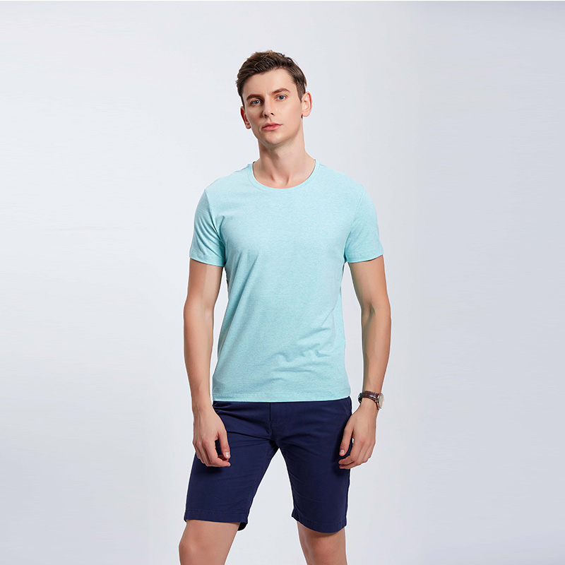 彩棉浅绿男士工作服企业T恤衫定制