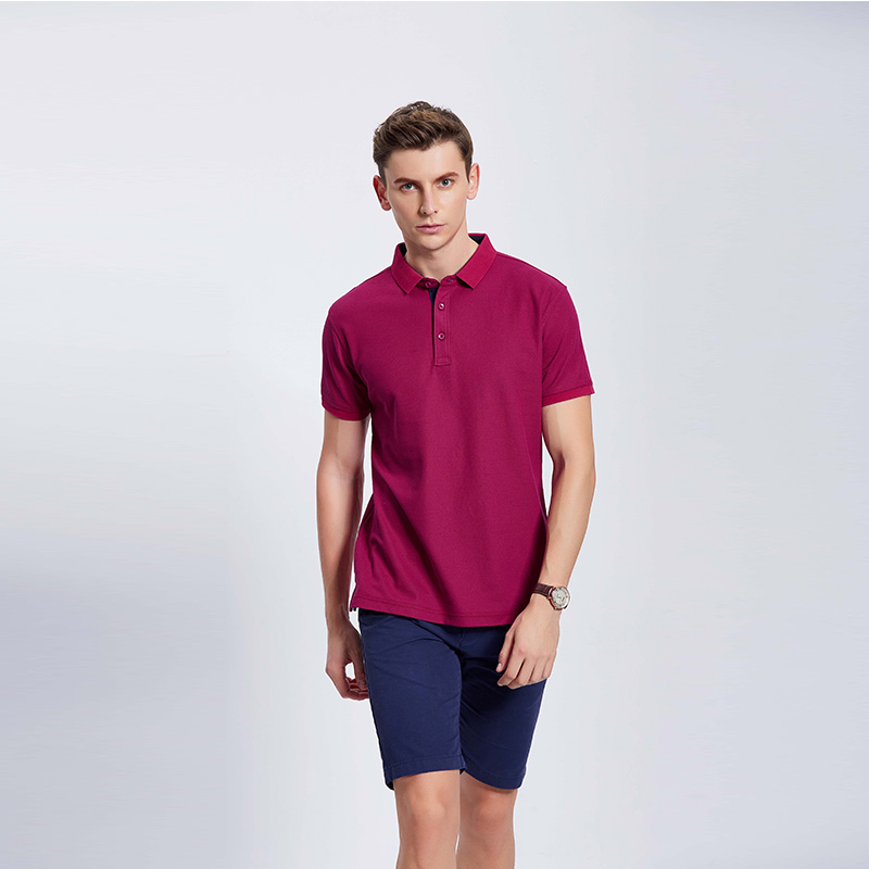 酒红色企业工作服POLO衫定制