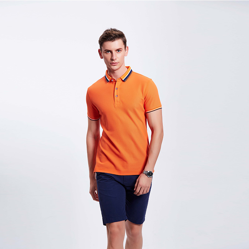 橘色男士工作服企业POLO衫定制