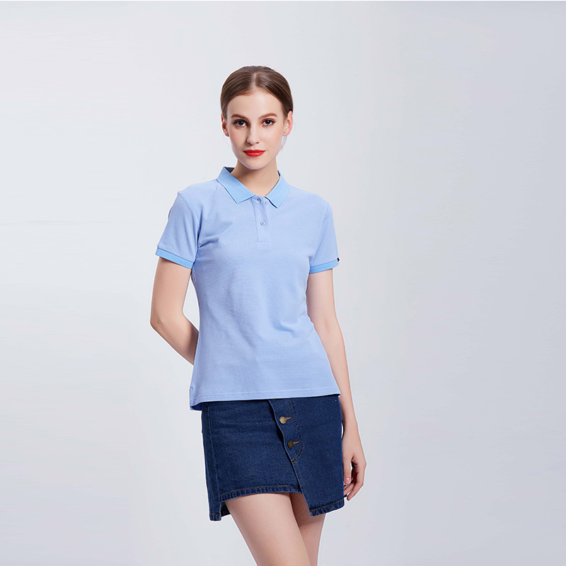 浅灰色女士时尚短袖POLO衫定制