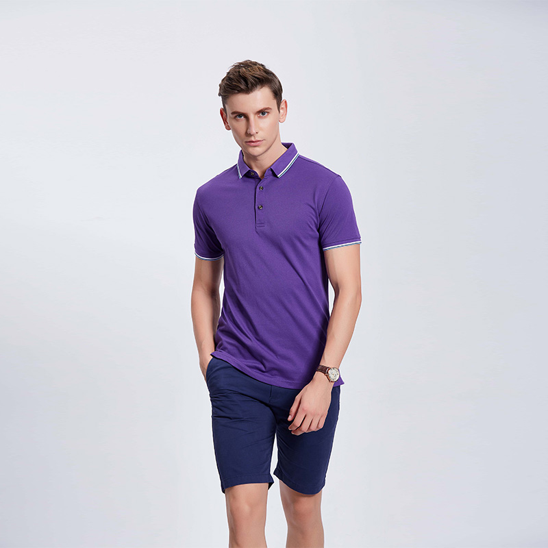 紫色男士团体企业POLO衫定制