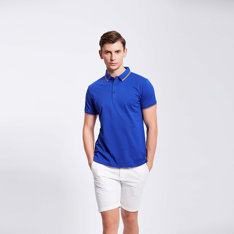 宝蓝色男士企业工作服POLO衫定制