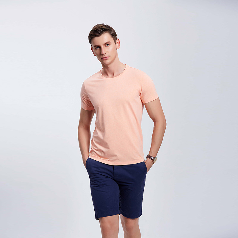 彩棉浅桔男士企业工作服T恤定制