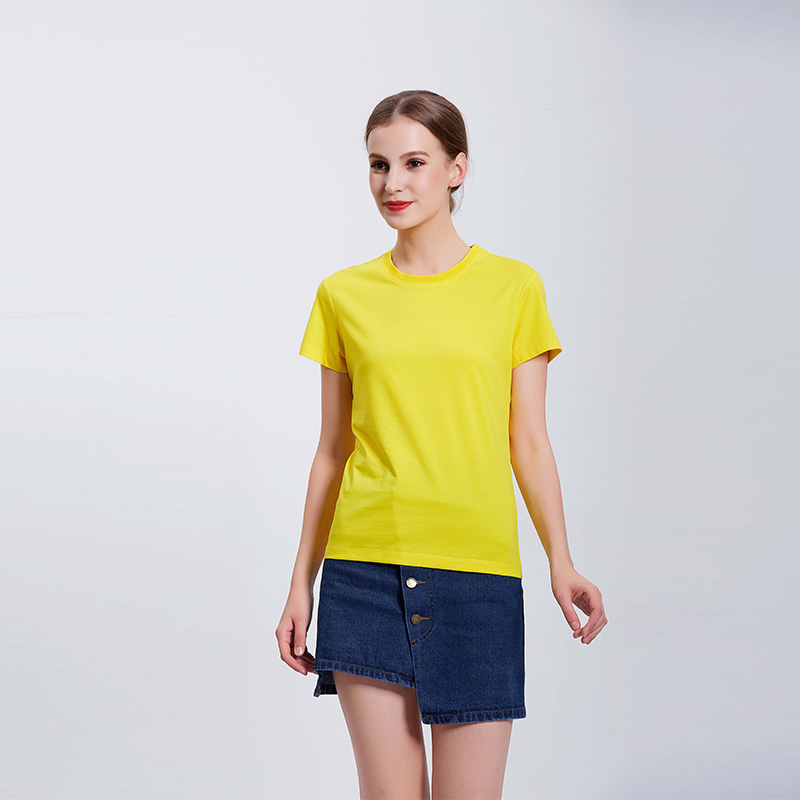 金黄色女士工作服团体企业T恤定制