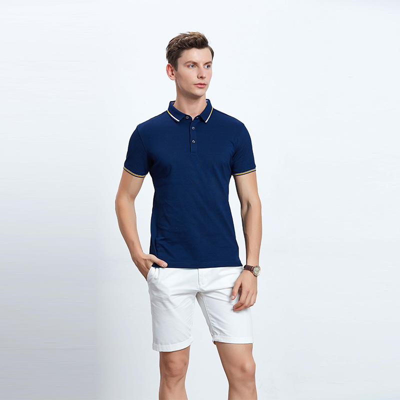 藏蓝色男士工作服企业团体POLO衫定制