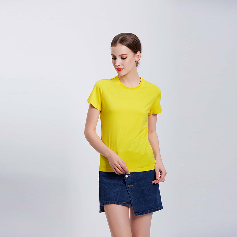 金黄色女士工作服团体企业T恤定制