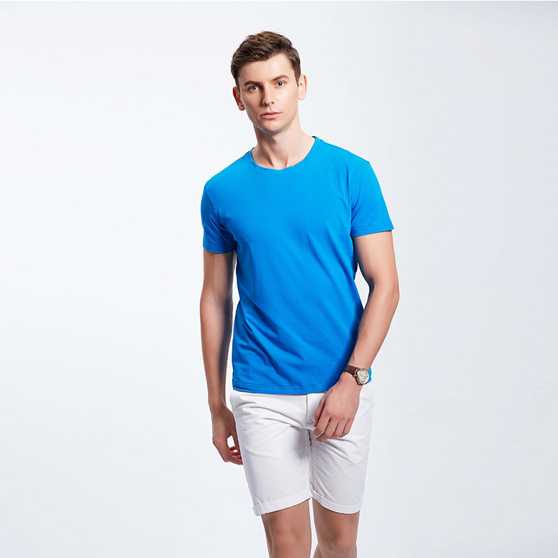 彩蓝色团体企业工作服公司T恤定制