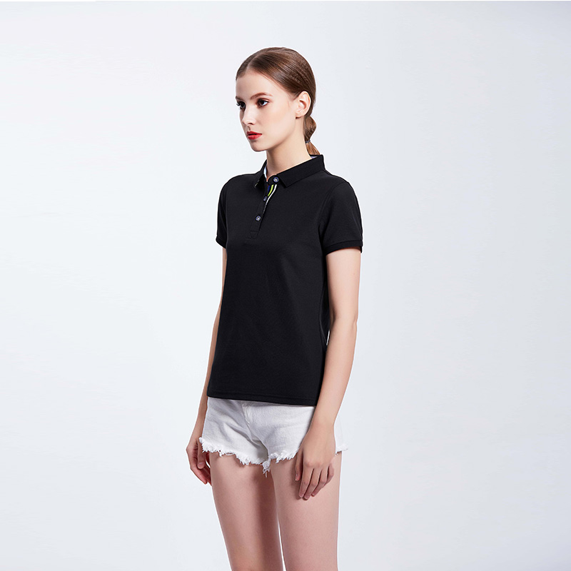 黑色女士团体工作服企业公司Polo衫定制