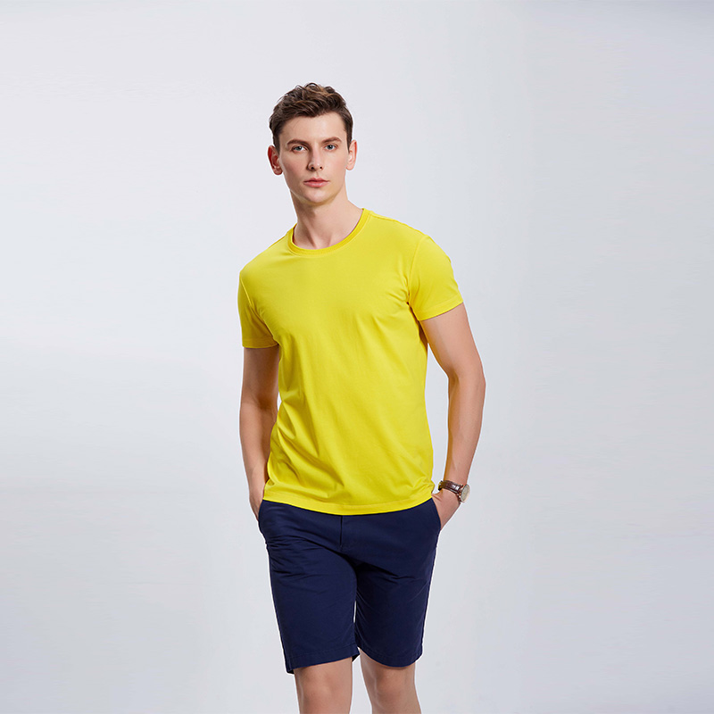 金黄色男士企业团体工作服T恤定制