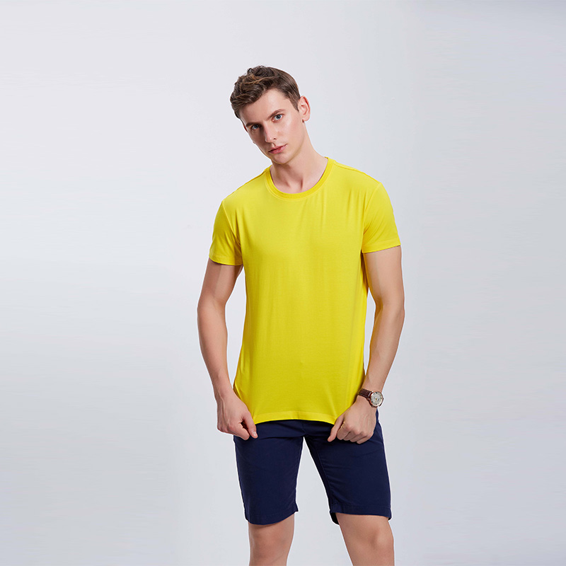 金黄色男士企业团体工作服T恤定制