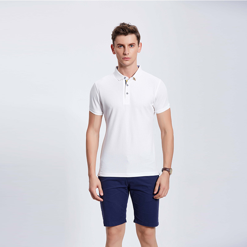 白色男士工作服企业团体POLO衫定制