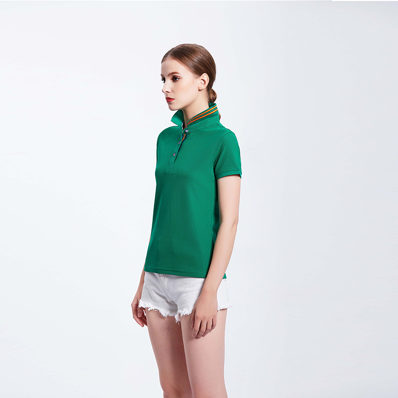 翠绿色女士工作服企业T恤定制