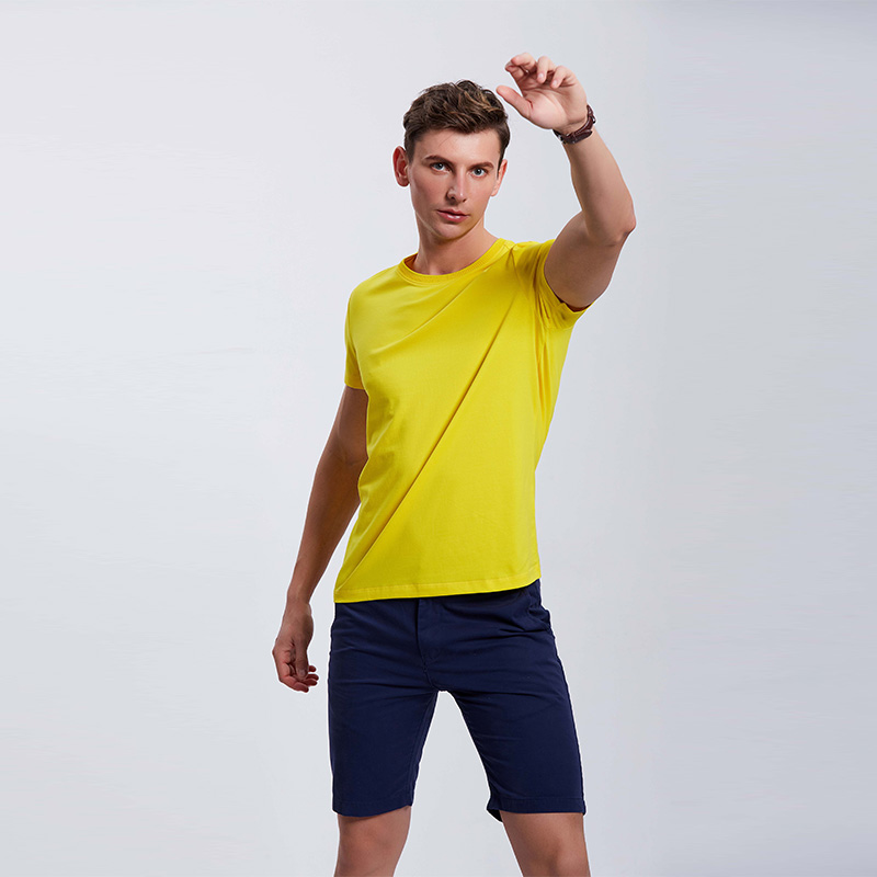 金黄色男士企业团体工作服T恤定制