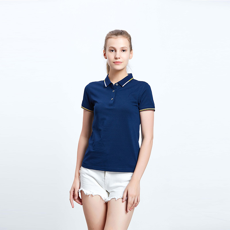 女士藏蓝色工作服企业团体POLO衫定制