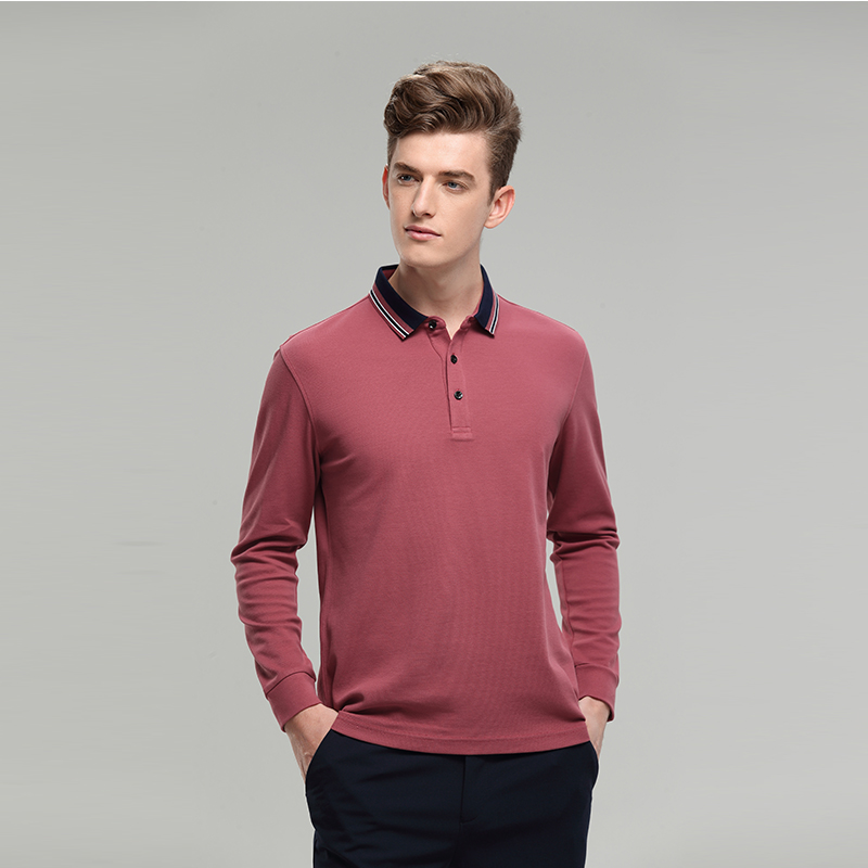 绣红长袖T恤衫定制