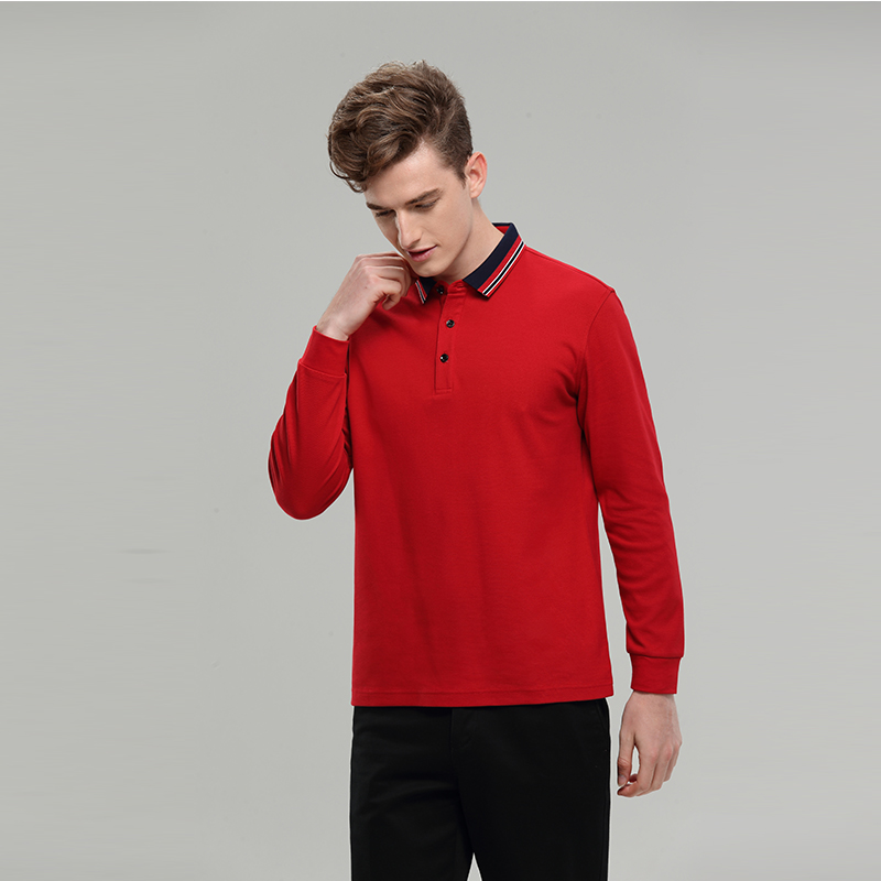 大红长袖T恤衫定制