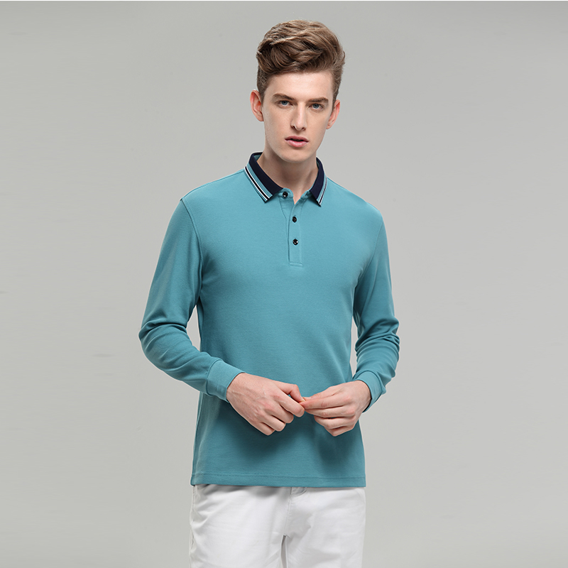 灰绿男士长袖T恤衫定制