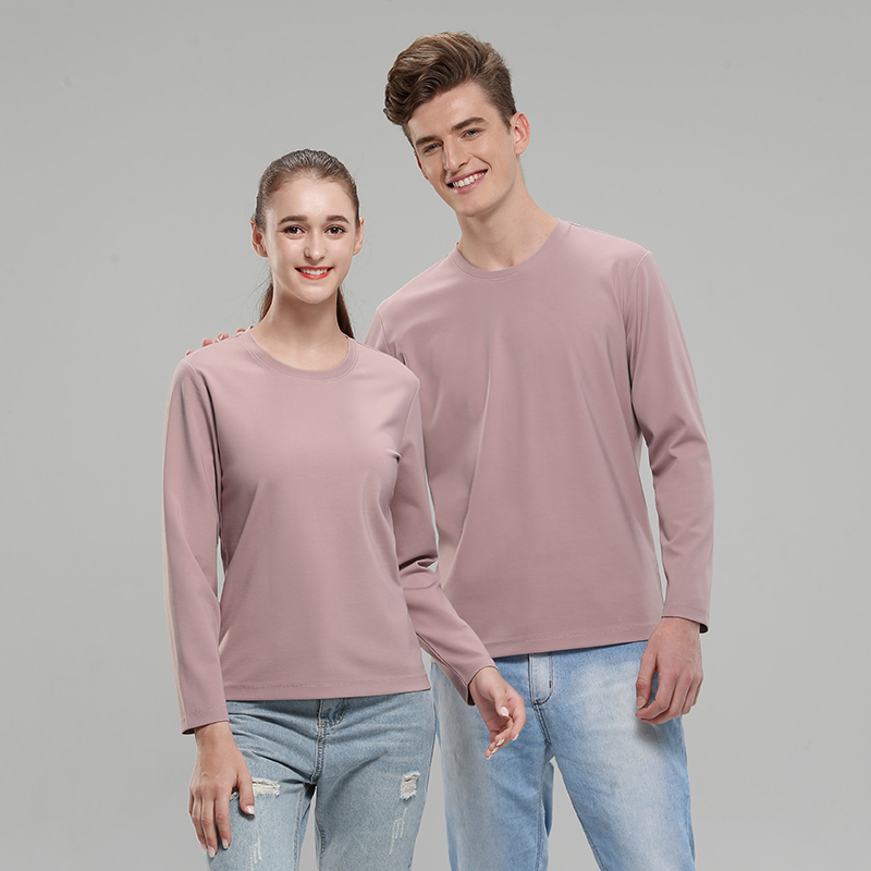粉紫长袖T恤衫定制