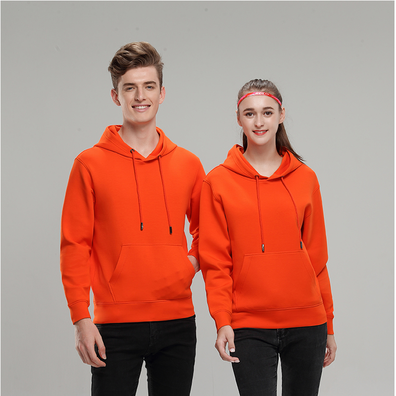 桔红色秋冬季卫衣定制