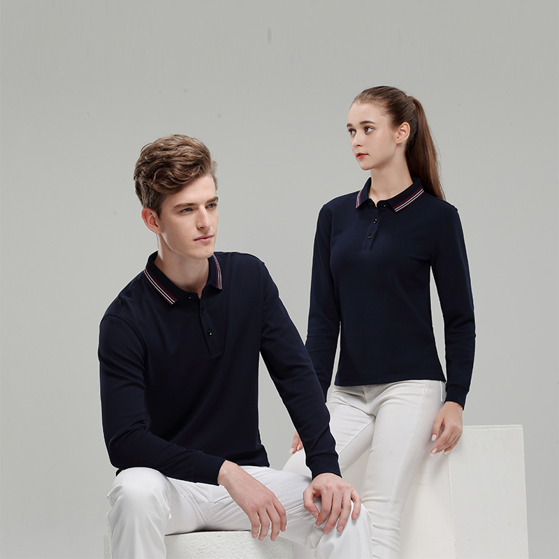 藏蓝长袖T恤衫定制